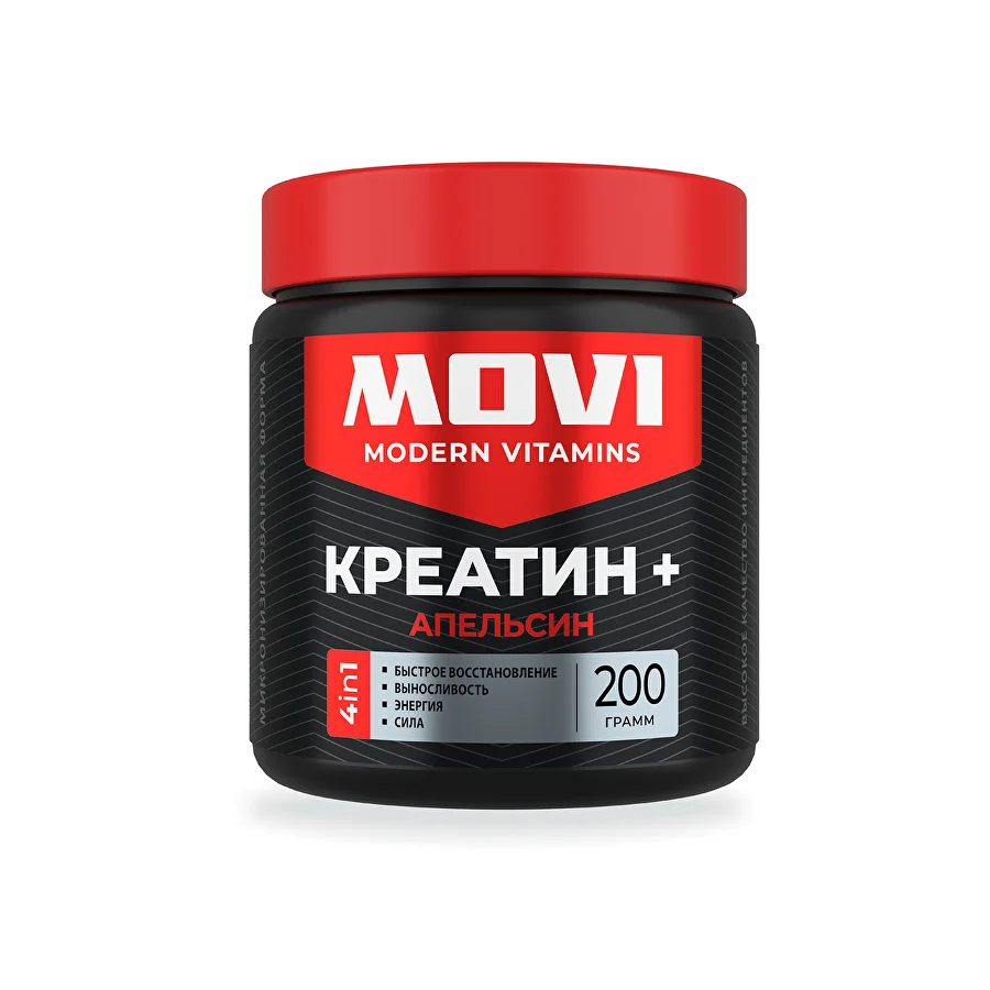 MOVI Креатин моногидрат, Апельсин, 200 г, 30 порций