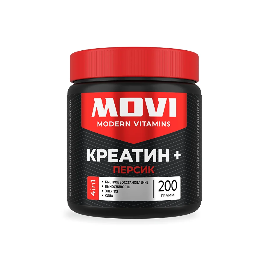 MOVI Креатин моногидрат, Персик, 200 г, 30 порций