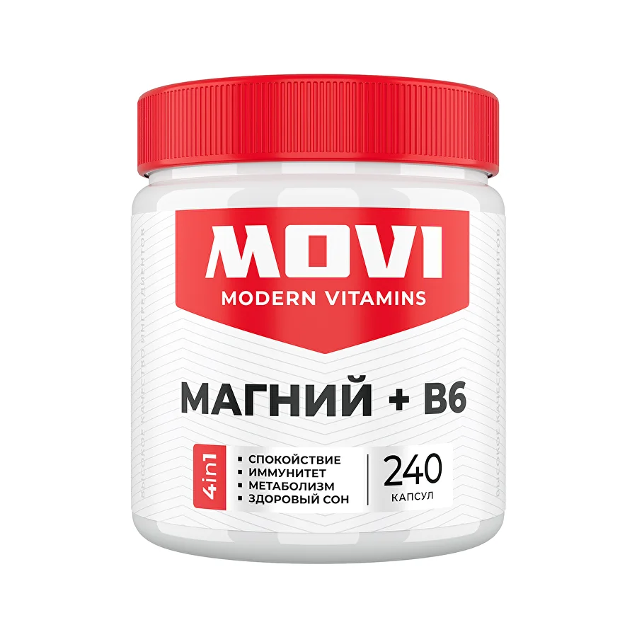 MOVI Магний + В6, 240 капсул