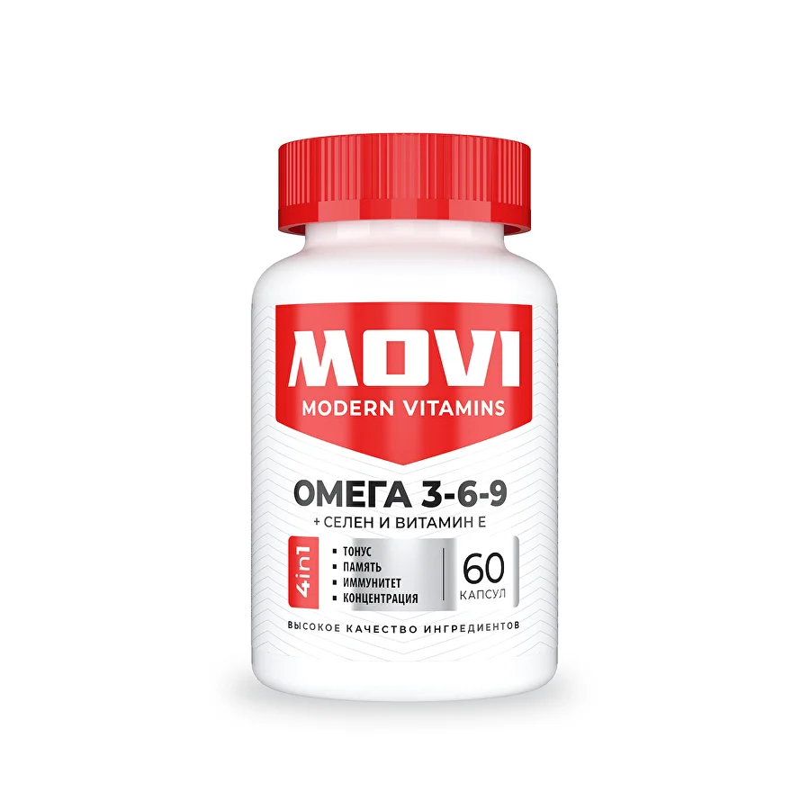 MOVI Omega 3-6-9 + селен и витамин Е, 60 капсул