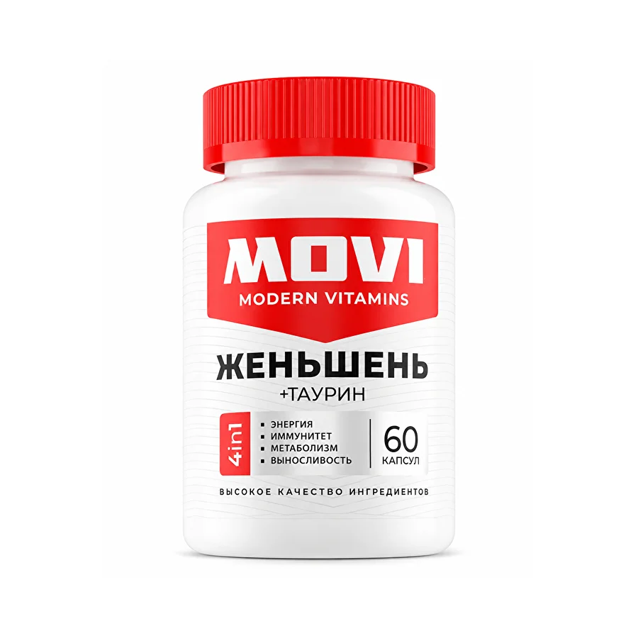 MOVI Женьшень + Таурин, 60 капсул