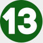 Зеленый круг с белой цифрой 13