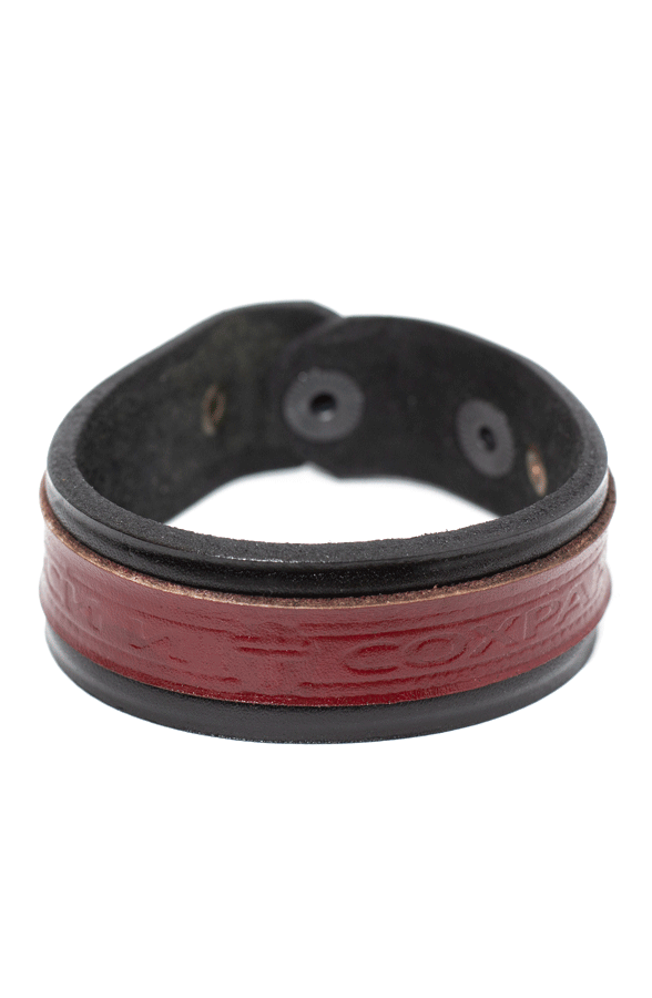 Бордово-чёрный браслет со словами молитвы «Спаси и Сохрани» из натуральнойкожи