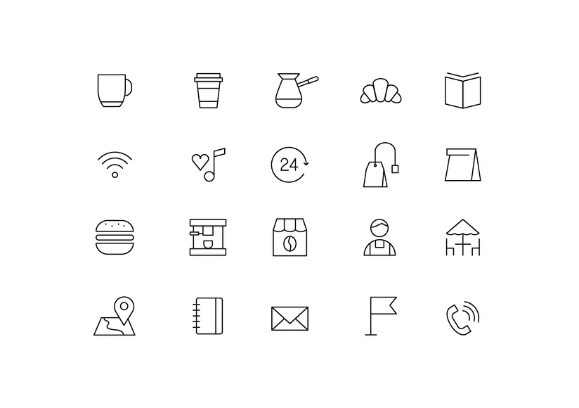 gifts icon, packaging icon, catalog icon, menu icon, shop icon