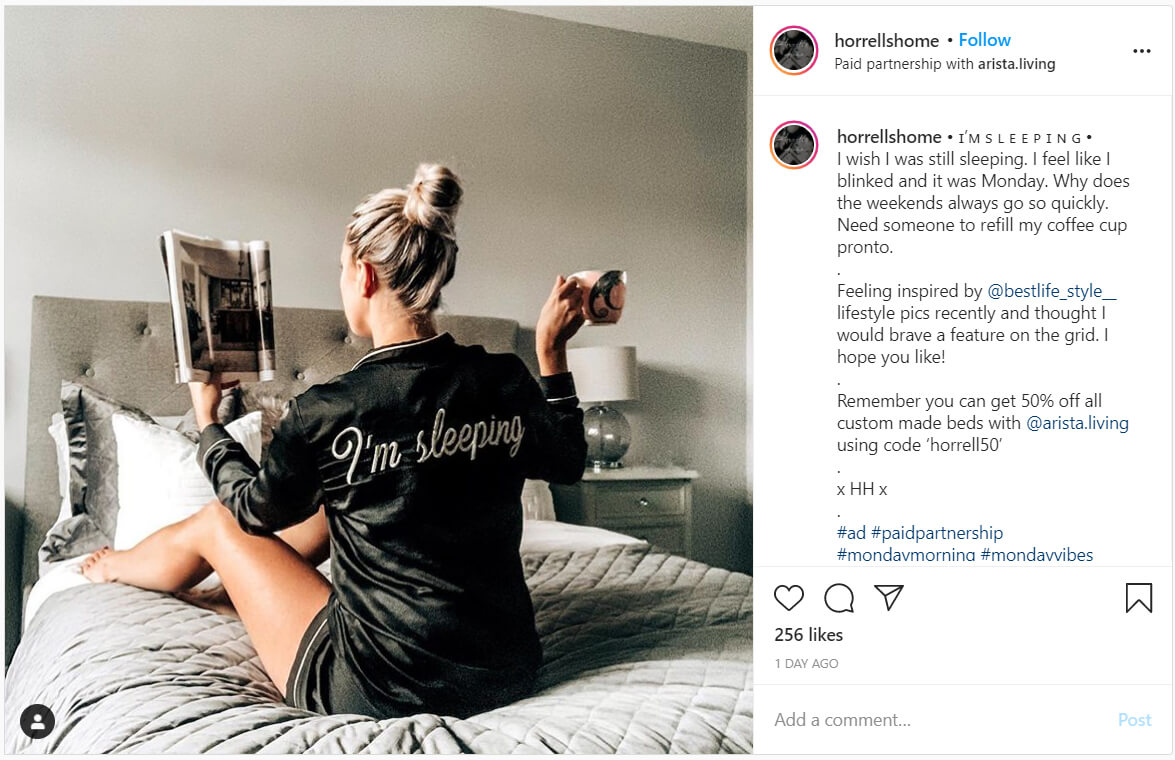 Content Creator on Instagram collaboration with a brand