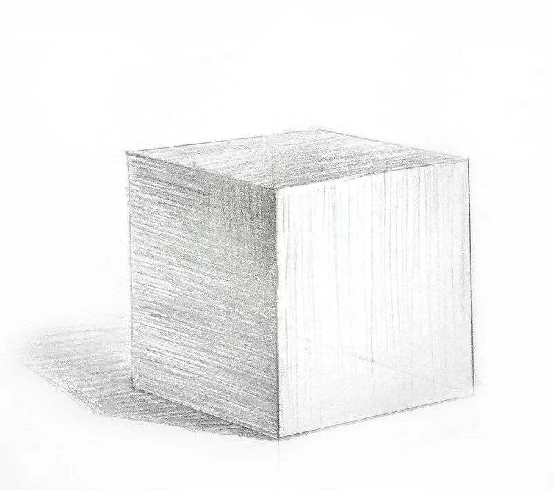 куб нарисованный карандашом