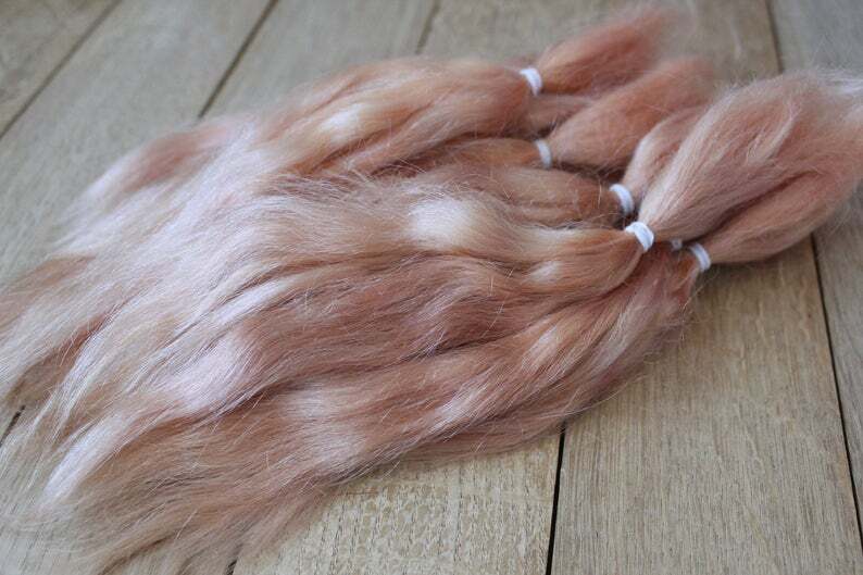 Mohair Doll Hair color pastel pink 8-11"  0.35 oz locks angora DIY baby reborn 
