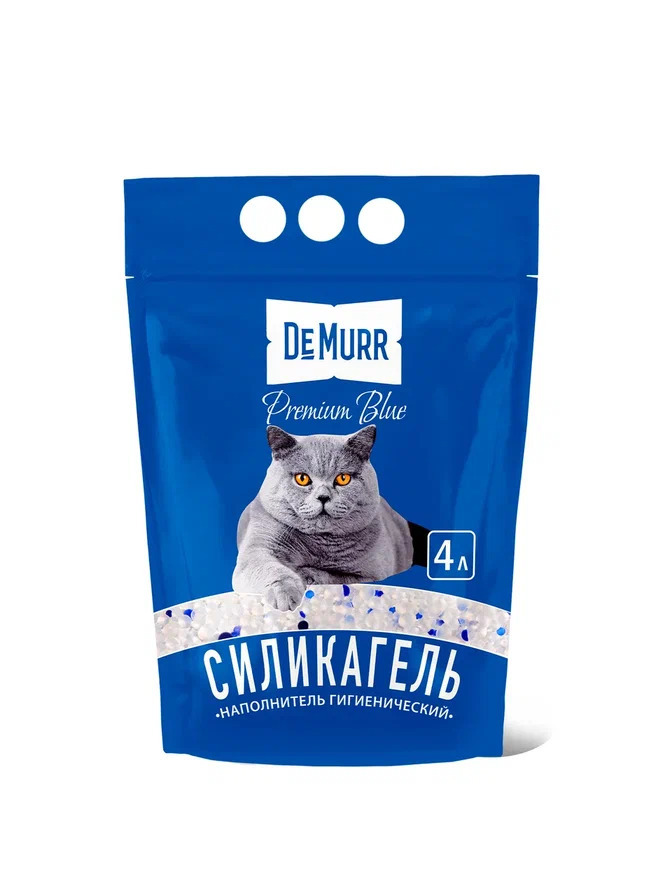 Упаковка кошачьего силикагелевого наполнителя с синими гранулами, 4 литра