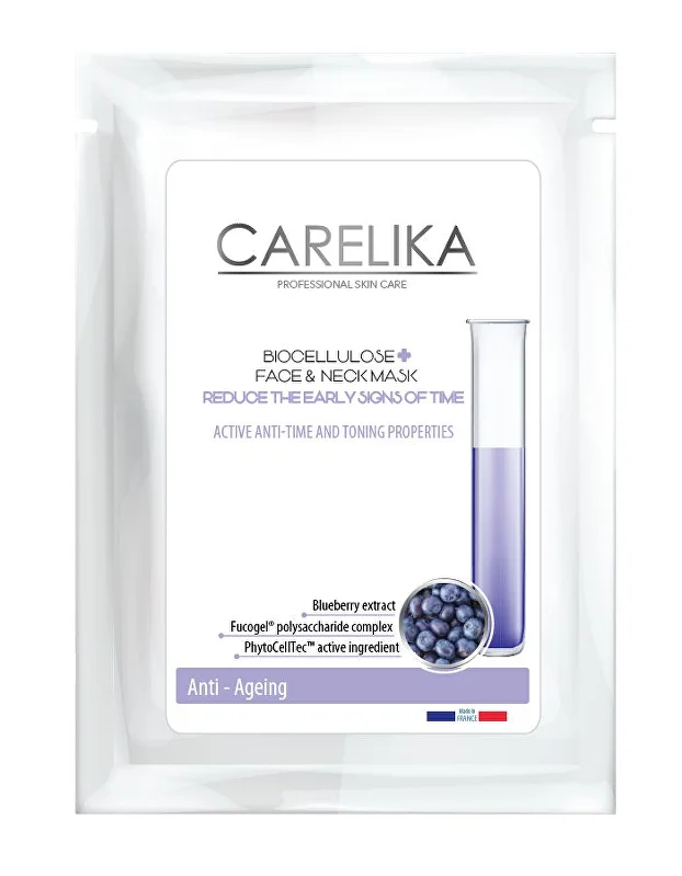 CARELIKA Anti-ageing biocellulose face and neck mask, 18ml