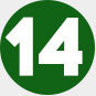 Число 14 в середине зеленого круга