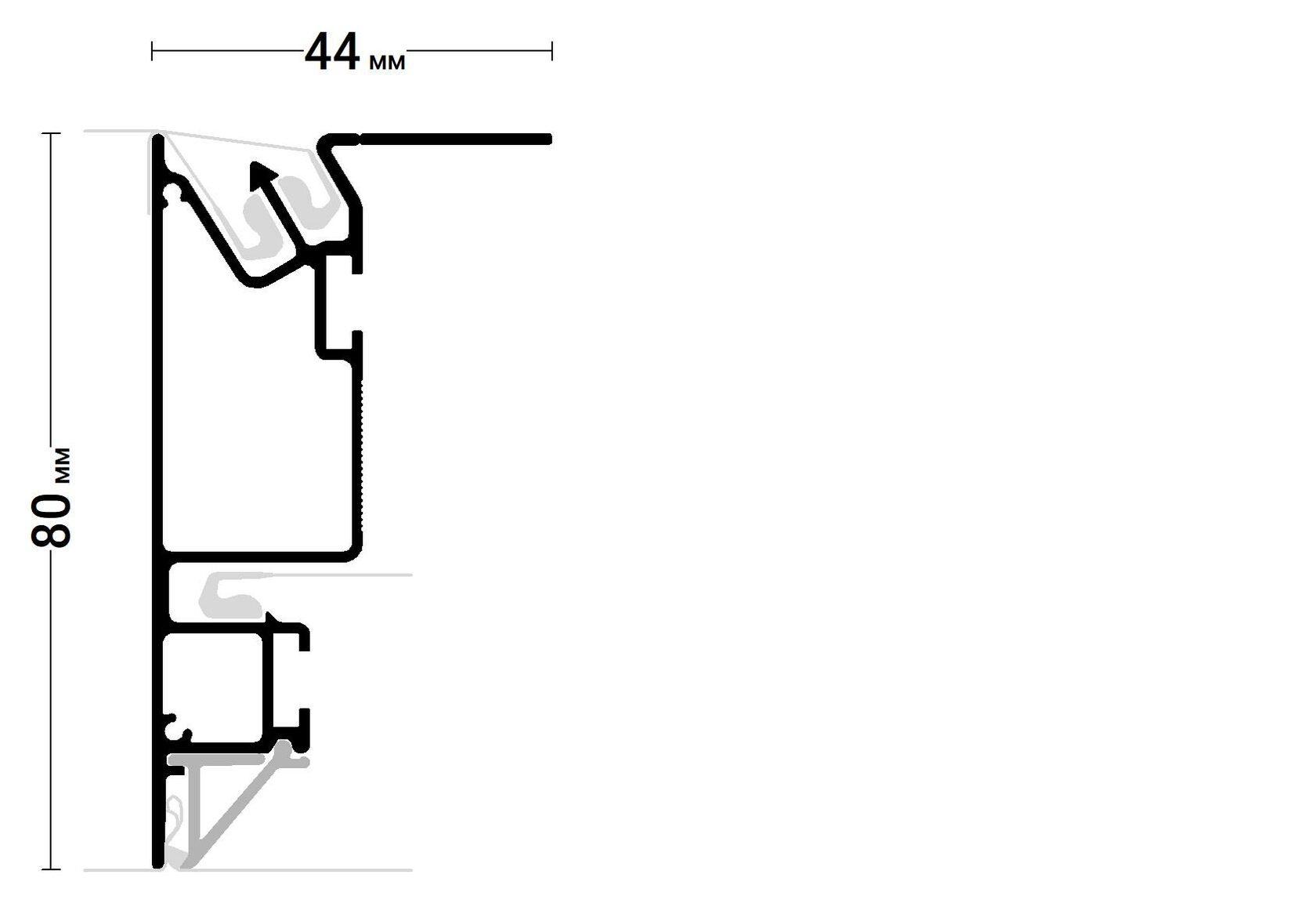 Профиль алюминиевый Flexy IZI UNI 01 для натяжных и тканевых потолков: размер, вид, применение, способ монтажа в Беларуси (РБ)