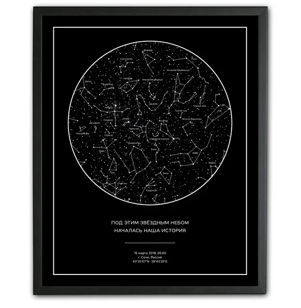 Карта звездного неба с датой рождения