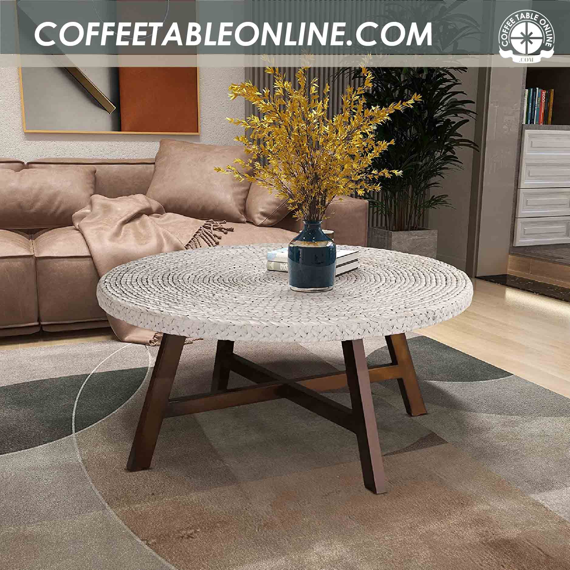 Round Wooden And Rustic Coffee Tables